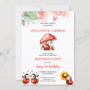 INVITACIÓN DEL PARTIDO DE CUTEST LADYBUG BIRTHDAY