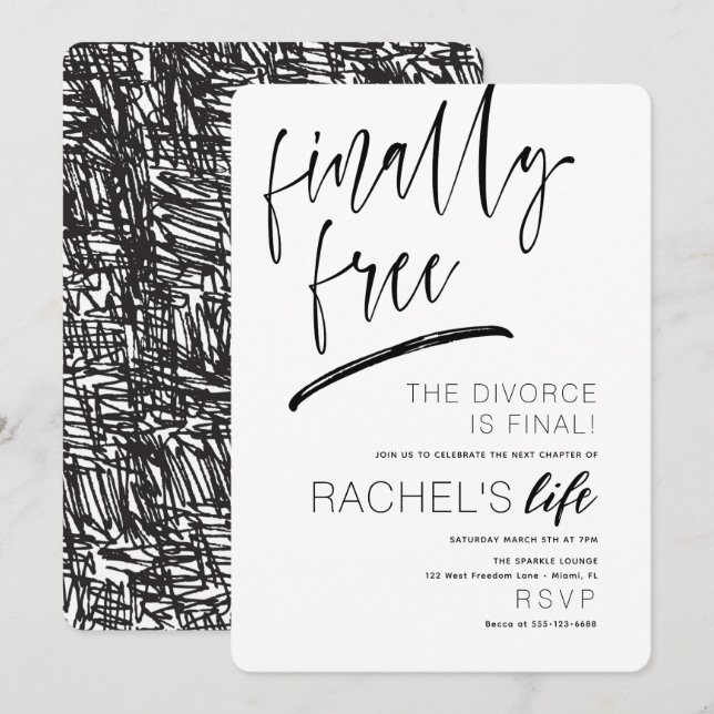 Invitación del partido de divorcio finalmente libr (Anverso / Reverso)