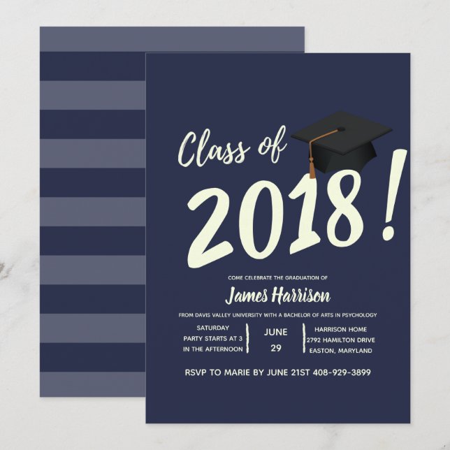 Invitación del partido de graduación azul de la Ma (Anverso / Reverso)
