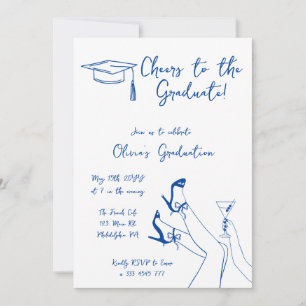 Invitación del Partido de Graduación Azul dibujado