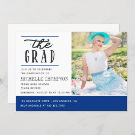 Invitación del partido de graduación azul y blanco