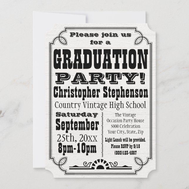Invitación del Partido de Graduación Blanca del Pa (Anverso)