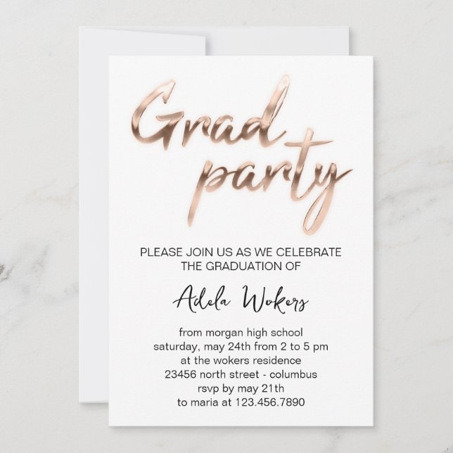 Invitación del Partido de Graduación Blanca Rosa (Anverso)