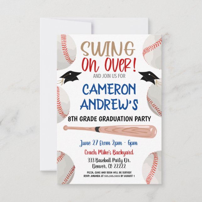 Invitación del partido de graduación de béisbol (Anverso)
