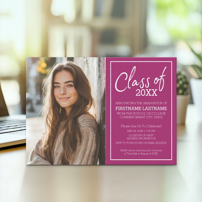 Invitación del partido de graduación de Berry Polk (Modern Graduation Announcement and Party Invitation)