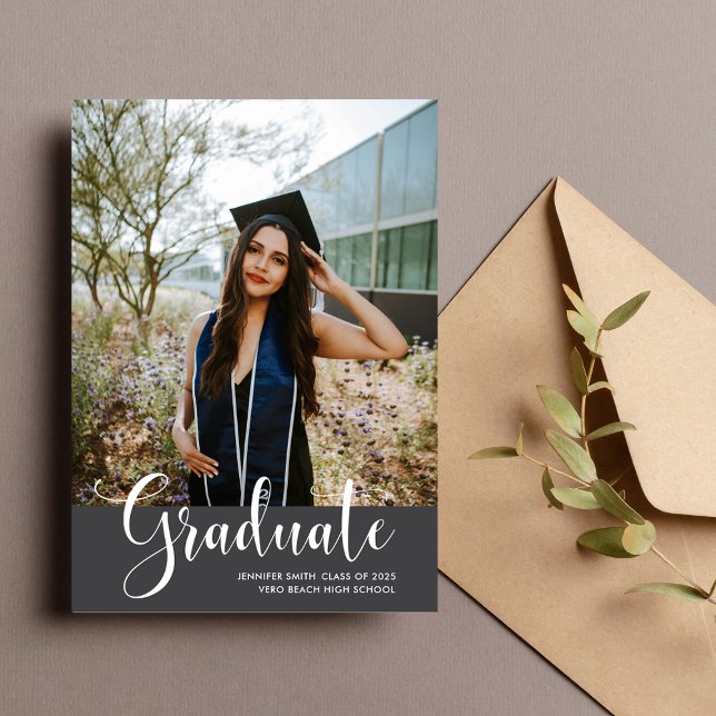Invitación del Partido de Graduación de Foto de ch (Girl's Photo Graduation Party Announcement)