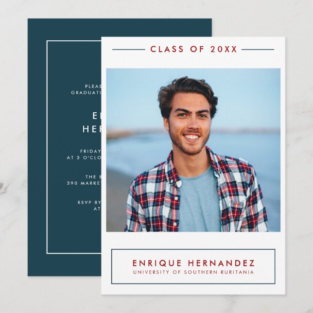 Invitación del partido de graduación de fotografía (Anverso / Reverso)