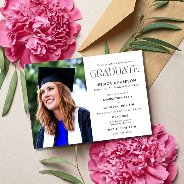Invitación del Partido de Graduación de la Escuela (Photo High School Graduation Party Announcement)
