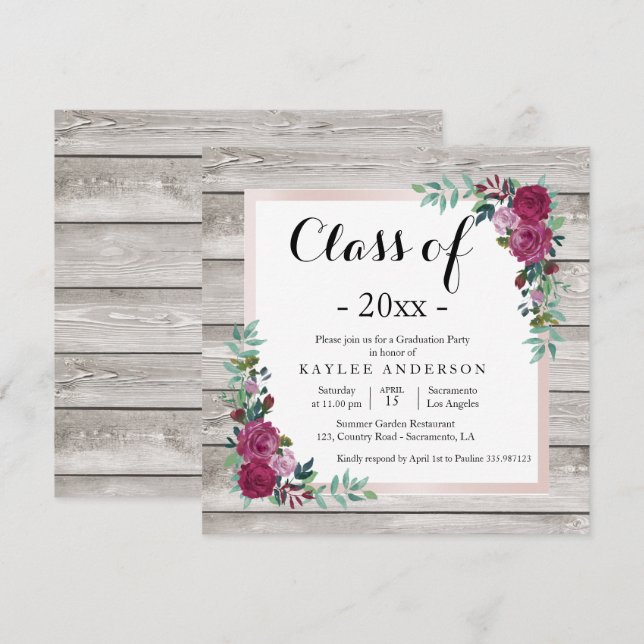 Invitación del partido de graduación de moda de ma (Anverso / Reverso)