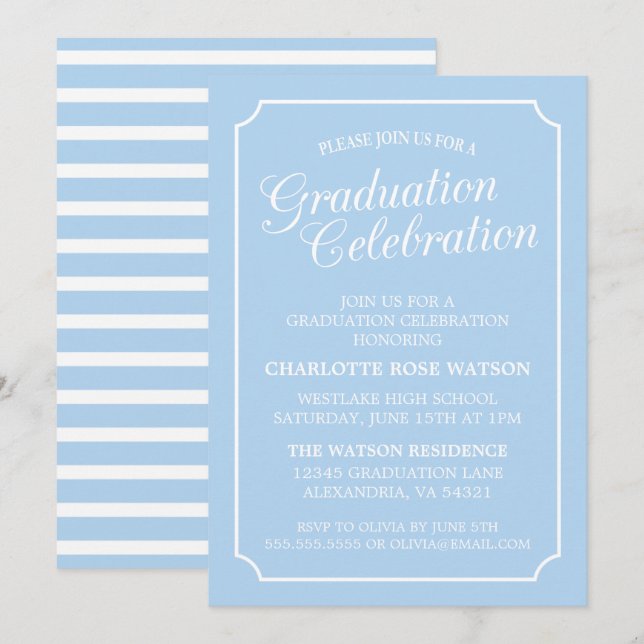 INVITACIÓN DEL PARTIDO DE GRADUACIÓN ELEGANTE DE M (Anverso / Reverso)