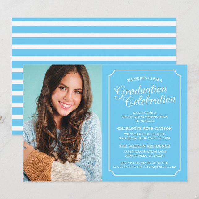 INVITACIÓN DEL PARTIDO DE GRADUACIÓN ELEGANTE DE M (Anverso / Reverso)