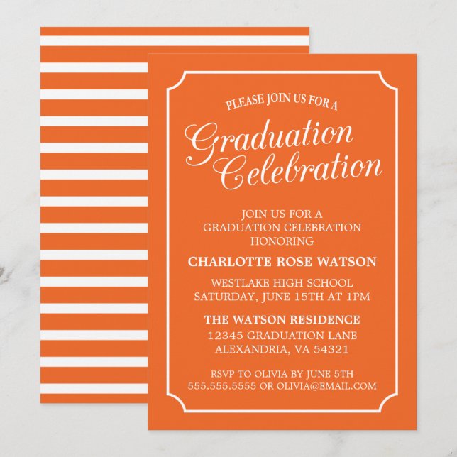 INVITACIÓN DEL PARTIDO DE GRADUACIÓN ELEGANTE DE M (Anverso / Reverso)