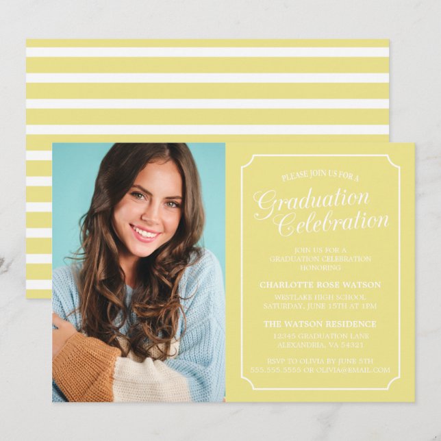 INVITACIÓN DEL PARTIDO DE GRADUACIÓN ELEGANTE DE M (Anverso / Reverso)