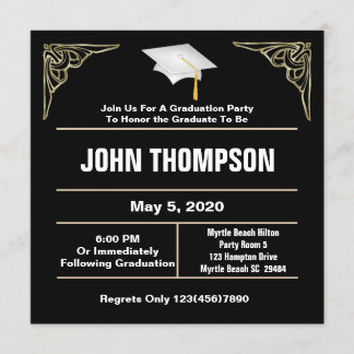 Invitación del partido de graduación en blanco y n