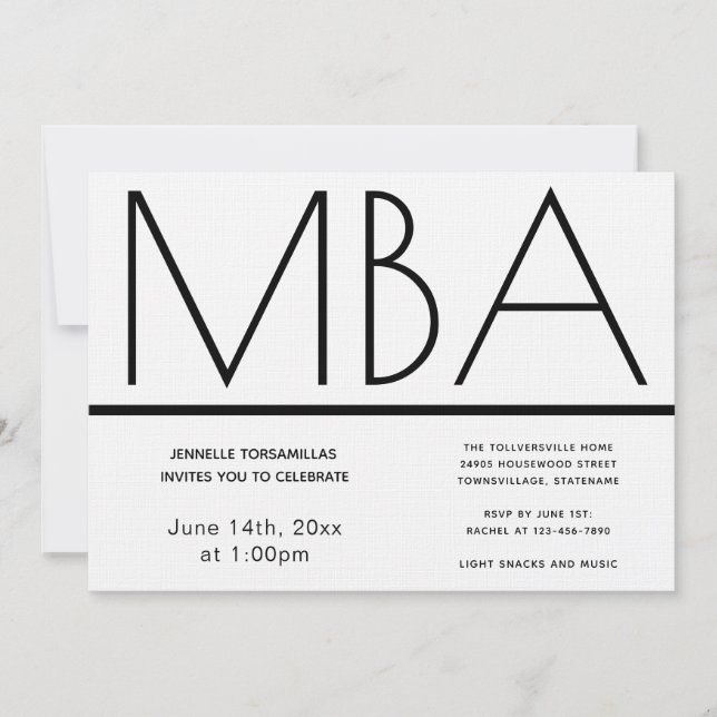 Invitación del partido de graduación MBA (Anverso)