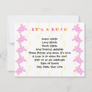 Invitación del partido de Hibiscus Turtle Luau