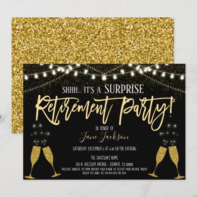 Invitación del Partido de Jubilación de Sorpresa (Anverso / Reverso)