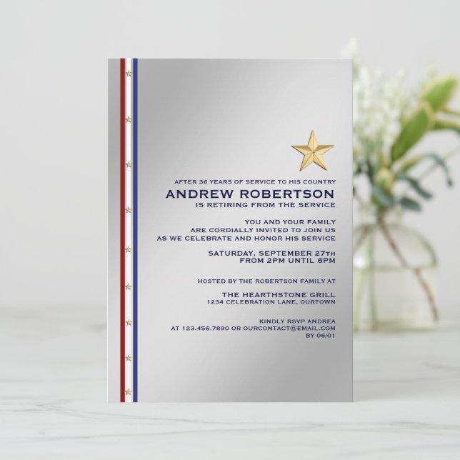 Invitación del Partido de Jubilación Militar (Anverso de pie)