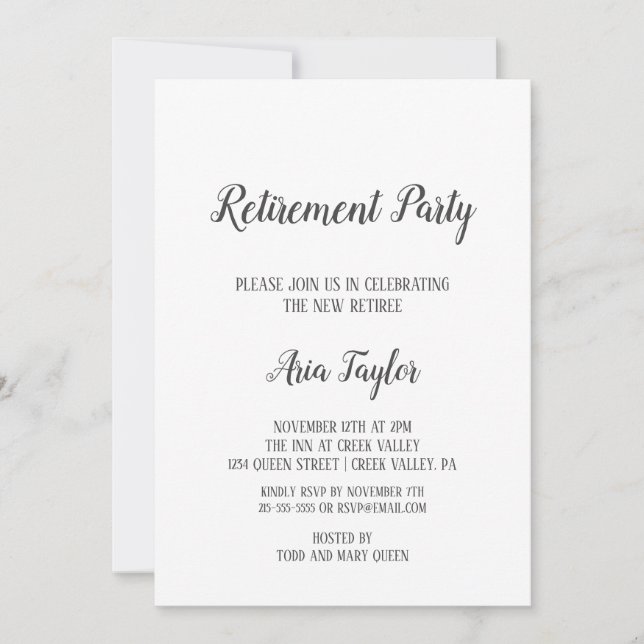 Invitación del Partido de Jubilación minimalista (Anverso)