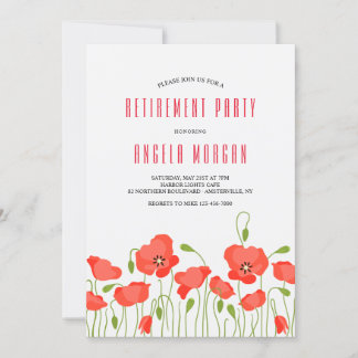 Invitación del Partido de Jubilación Red Poppies