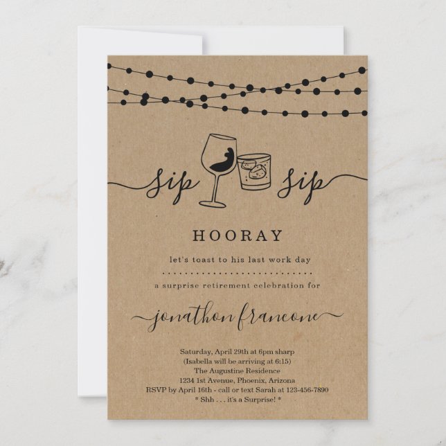 Invitación del Partido de Jubilación Sorpresa Grac (Anverso)