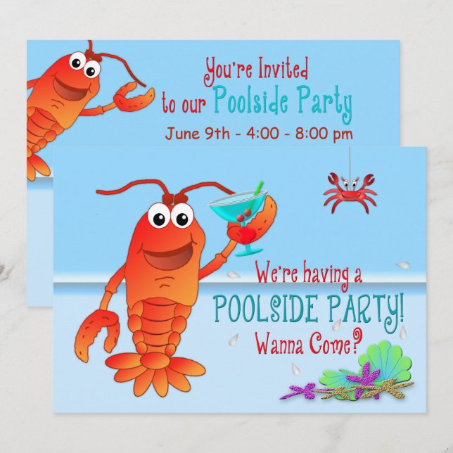 INVITACIÓN DEL PARTIDO DE LA PISCINA - Lobster con (Anverso / Reverso)