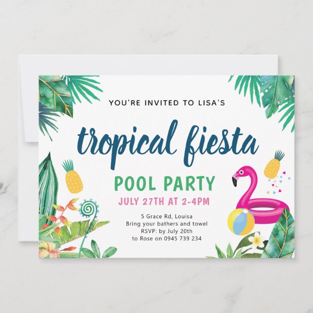 Invitación del Partido de las Piscinas Tropicales (Anverso)