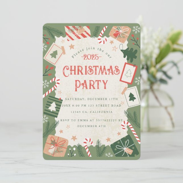 Invitación del partido de los Navidades artesanale (Anverso de pie)