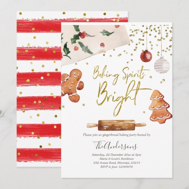 Invitación del partido de los Navidades brillantes (Anverso / Reverso)