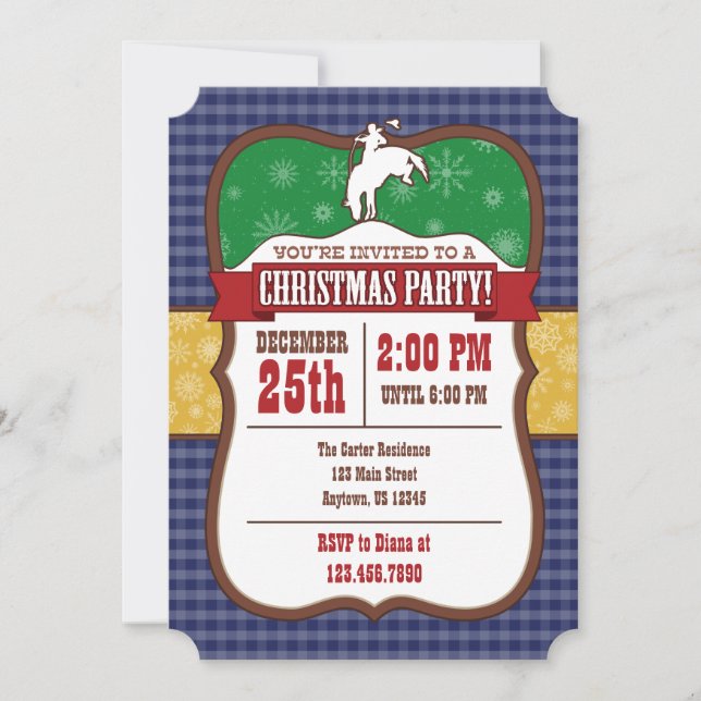 Invitación del Partido de los Navidades de Cowboy  (Anverso)