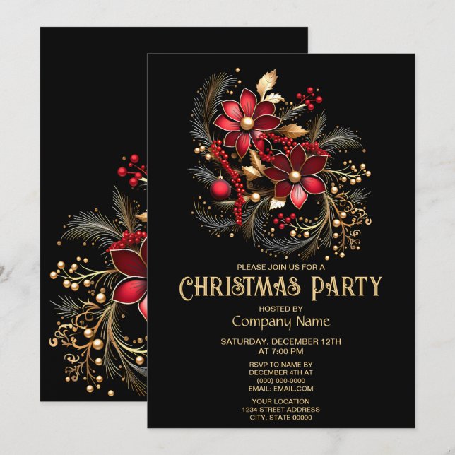 Invitación del partido de los Navidades de flores  (Anverso / Reverso)
