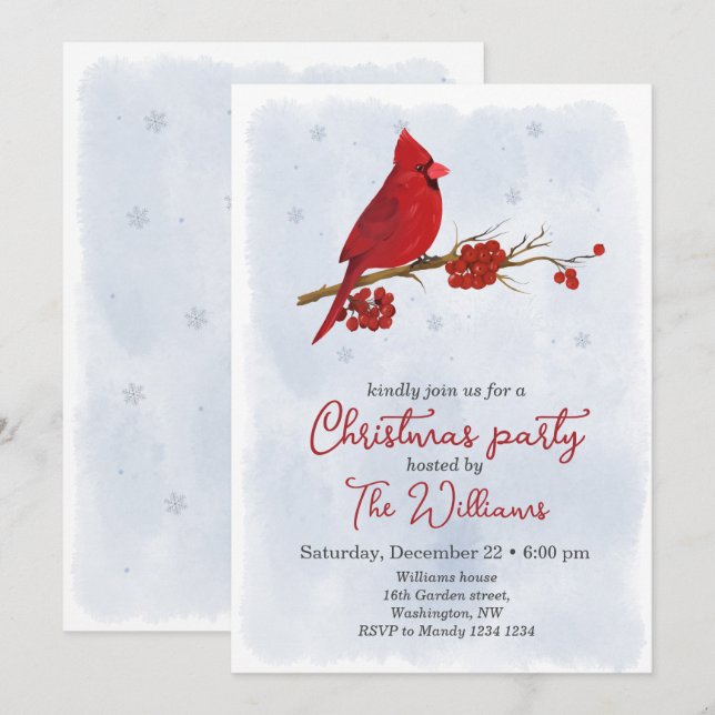 Invitación del Partido de los Navidades de Pájaros (Anverso / Reverso)