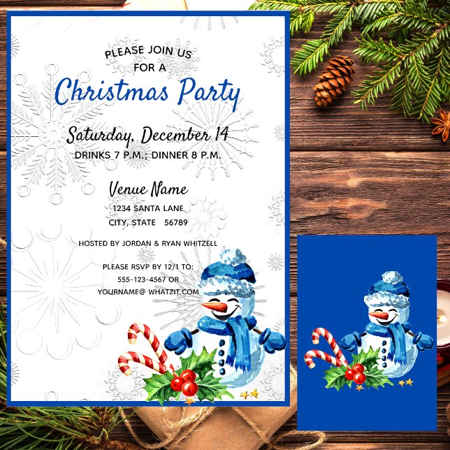 Invitación del partido de los Navidades de Snowman (Subido por el creador)