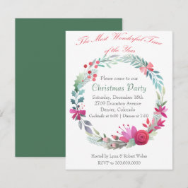 Invitación del partido de los Navidades de Wreath 