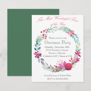 Invitación del partido de los Navidades de Wreath