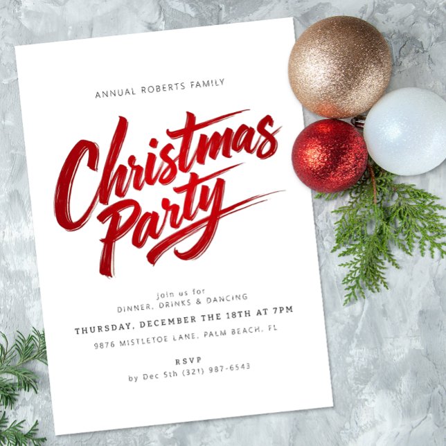Invitación del partido de los Navidades del guión  (Christmas Party Invite)