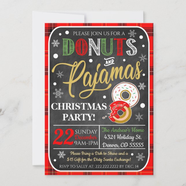 Invitación Del Partido De Los Navidades Donuts Y P (Anverso)