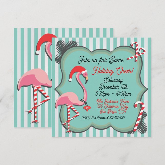 Invitación del Partido de los Navidades Flamingo T (Anverso / Reverso)