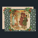 Invitación del Partido de los Navidades Infantiles<br><div class="desc">Esta invitación al partido de los Navidades muestra una imagen de Navidades victorianos de 1900,  niños visitando con un muñeco de nieve en el fondo y bolas de nieve listas para volar. Personalice esto con los detalles de su fiesta y ahorre el tiempo de escribirlos este año.</div>