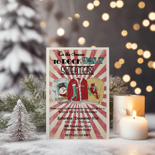 Invitación del Partido de los Navidades Retro Ugly