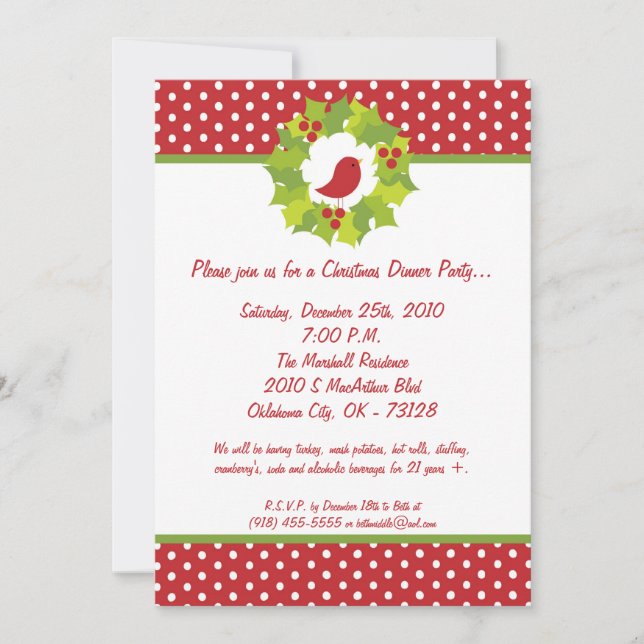 Invitación del partido de los Navidades Robin Mist (Anverso)