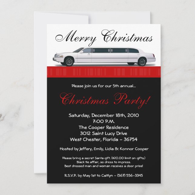 Invitación del Partido de los Navidades Rojos Limo (Anverso)