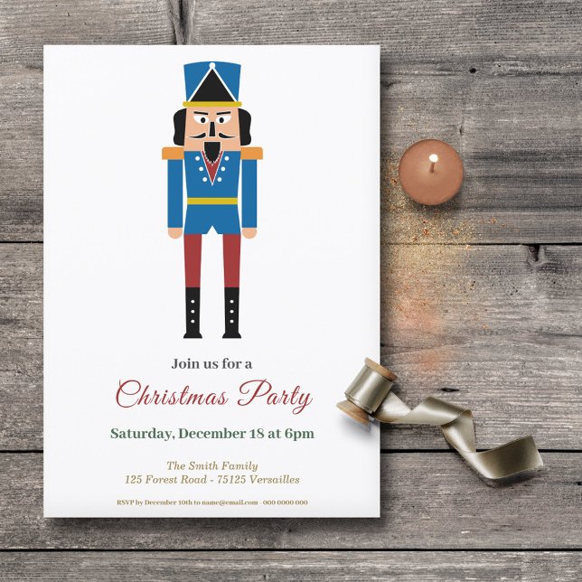 Invitación del partido de los Navidades simples de (Simple Nutcracker Christmas Party Invitation)