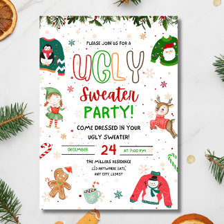 Invitación del partido de los Navidades suéteres,