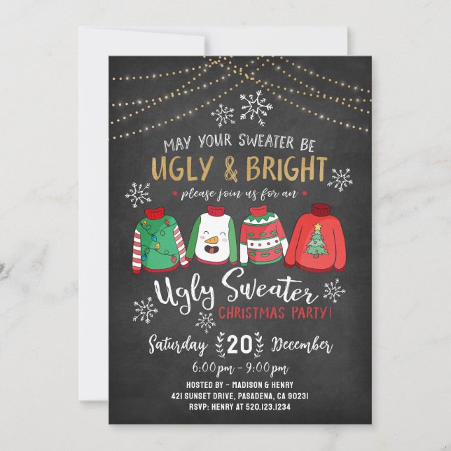Invitación del partido de los Navidades suéteres f (Anverso)