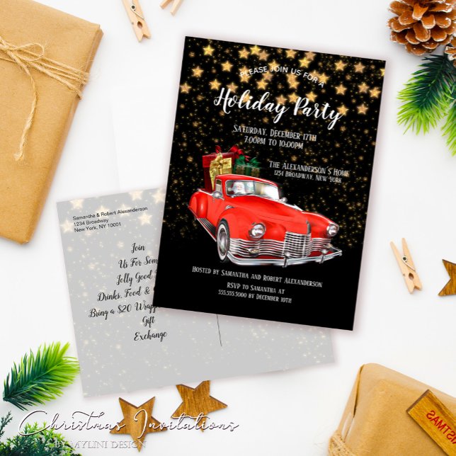 Invitación del partido de Navidades de coches rojo (Subido por el creador)