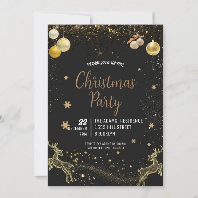 Invitación del partido de Navidades elegantes (Anverso)
