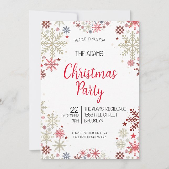 Invitación del partido de Navidades elegantes (Anverso)