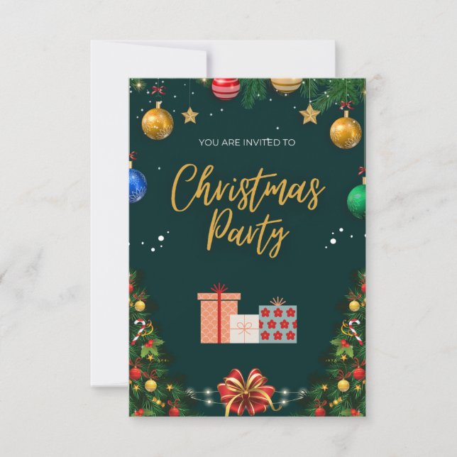 Invitación del partido de Navidades elegantes (Anverso)