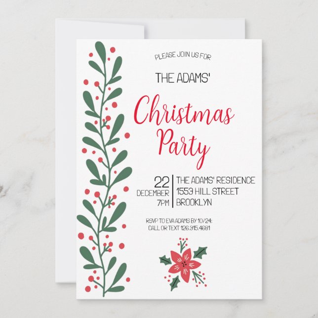 Invitación del partido de Navidades elegantes (Anverso)
